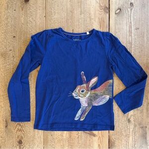 Mini Boden Long Sleeve Tee with Embroidered Rabbit
